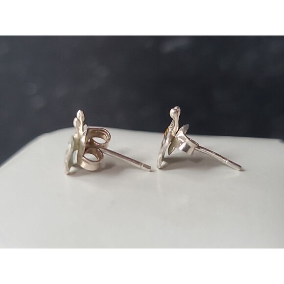925 Sterling Silver Enamel Butterfly Stud Earrings Vintage - Picture 5 of 10